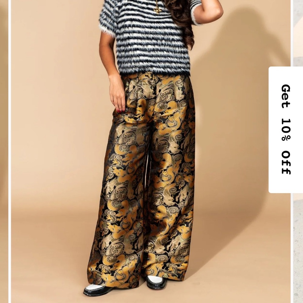 Dressed in LALA Golden Dragon Brocade Trousers